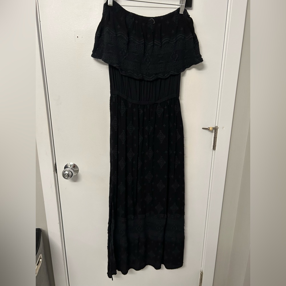 Boho Stunning embroidered Black Strapless Dress